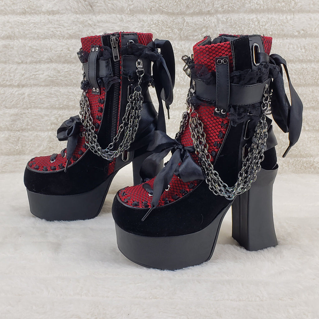 Charade 110 Goth Lolita Chain Chunky Platform Punk Ankle Boots IN HOUSE - Totally Wicked Footwear