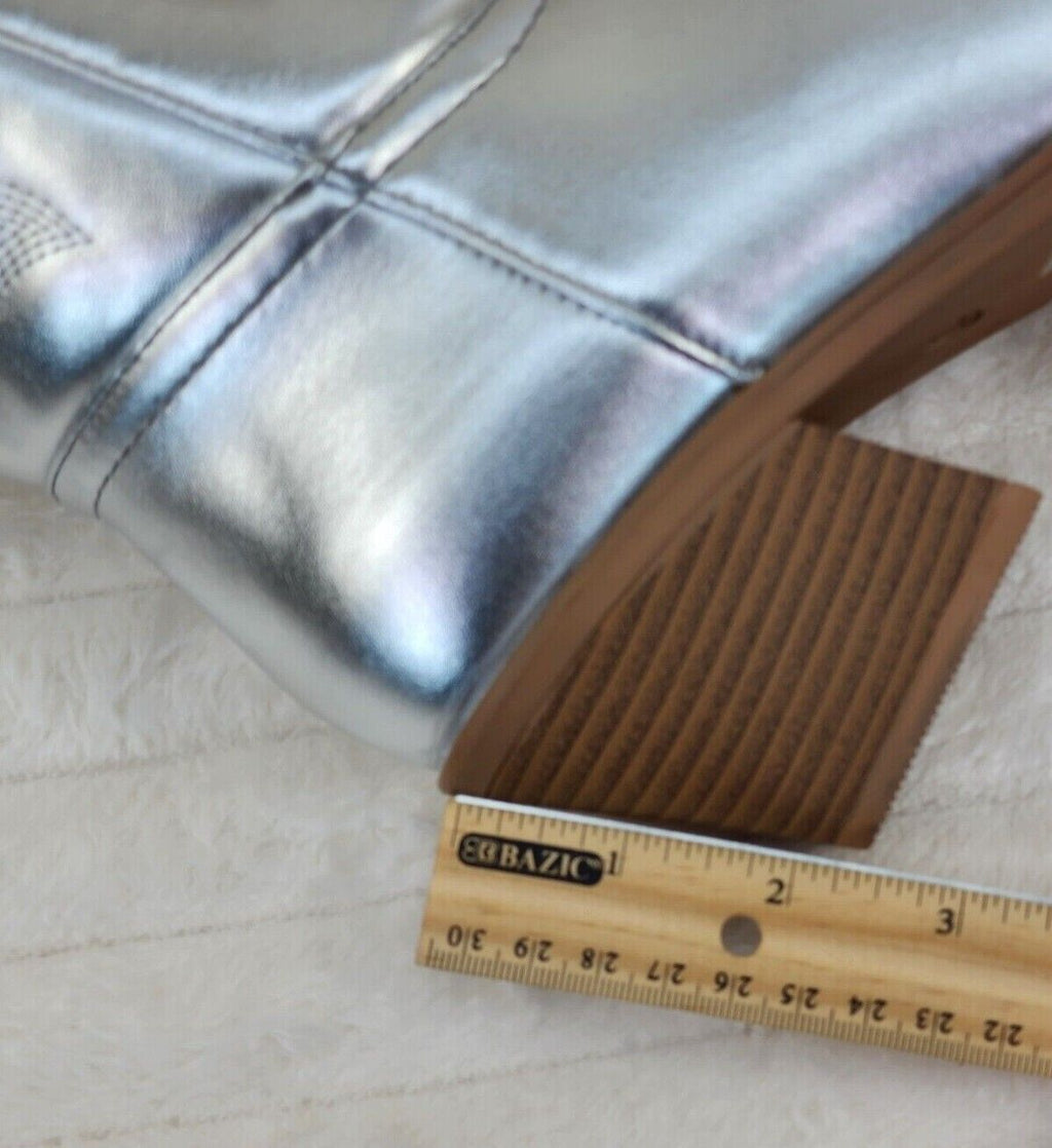 Disco Cowgirl Metallic Silver Cowboy Knee Boots Western Block Heels US Sizes - Totally Wicked Footwear