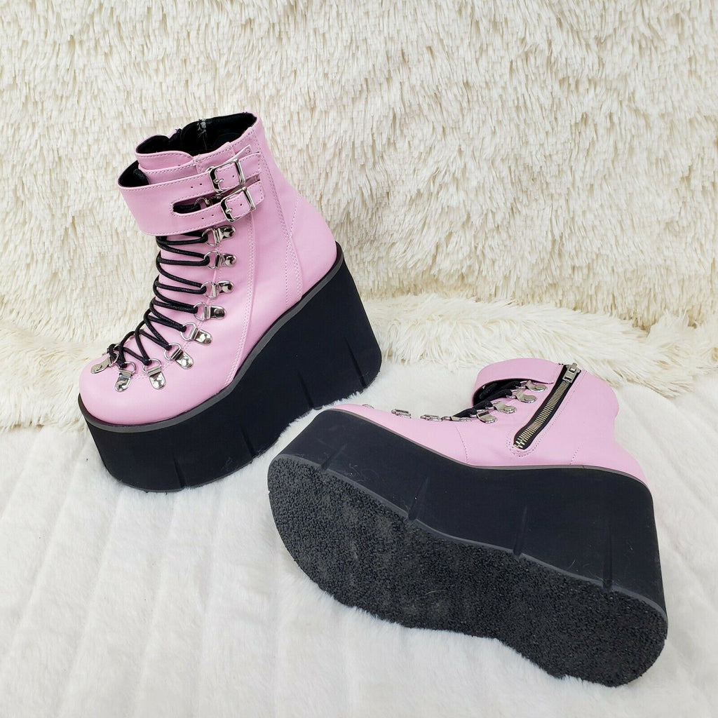Kera 21 Pink Ankle Boot 4.5" Platform Cuff Straps Goth Punk Rock 6-11 NY - Totally Wicked Footwear