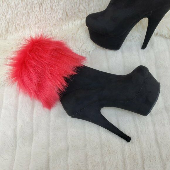 Delight 1000 Interchangeable Fur Collar Ankle Boots 6" High Heels In Stock NY - Totally Wicked Footwear