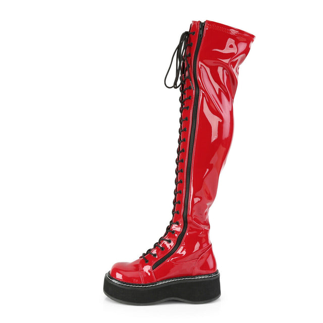Emily 375 Red Stretch Patent  2" Platform Goth Punk Thigh Boots US Size 12 NY - Totally Wicked Footwear