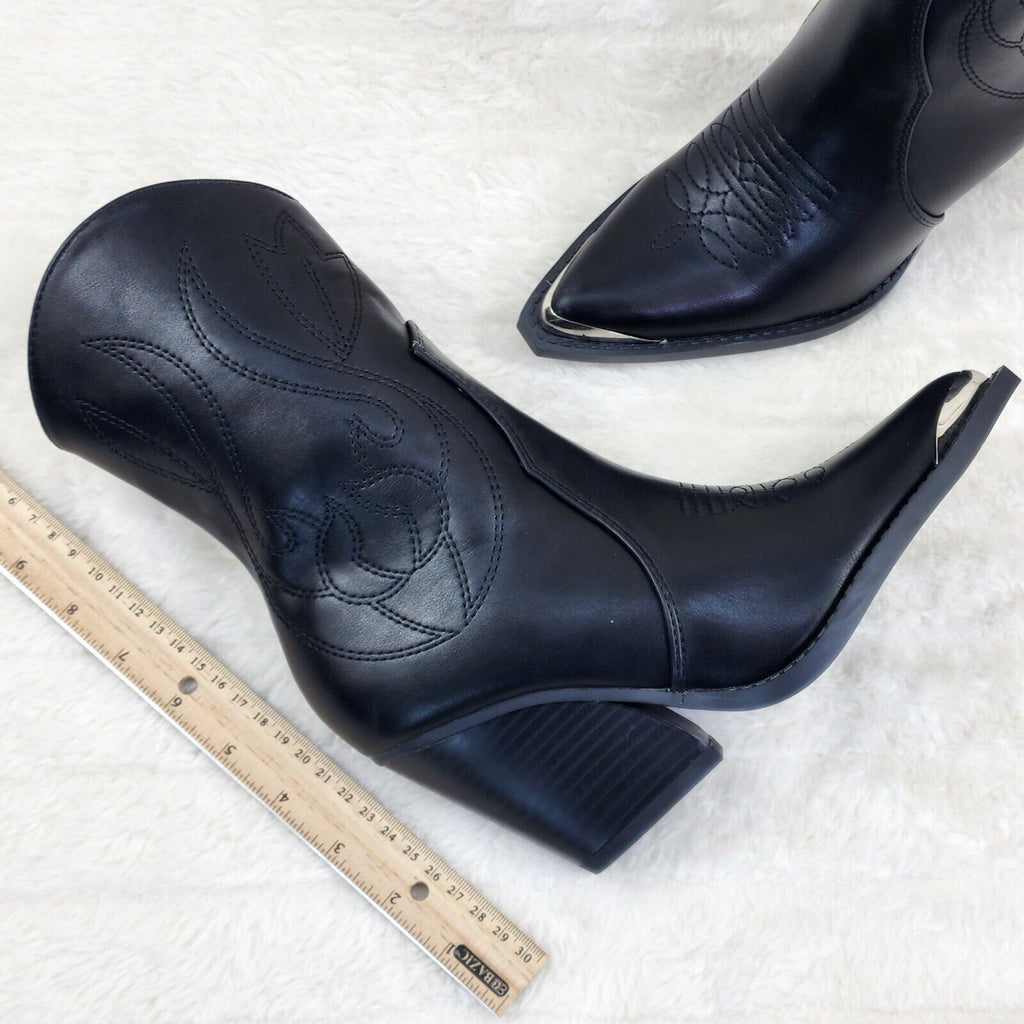 Tallas Black Cowgirl Cowboy Ankle Boots Western Block Heels US Sizes 7-11 - Totally Wicked Footwear