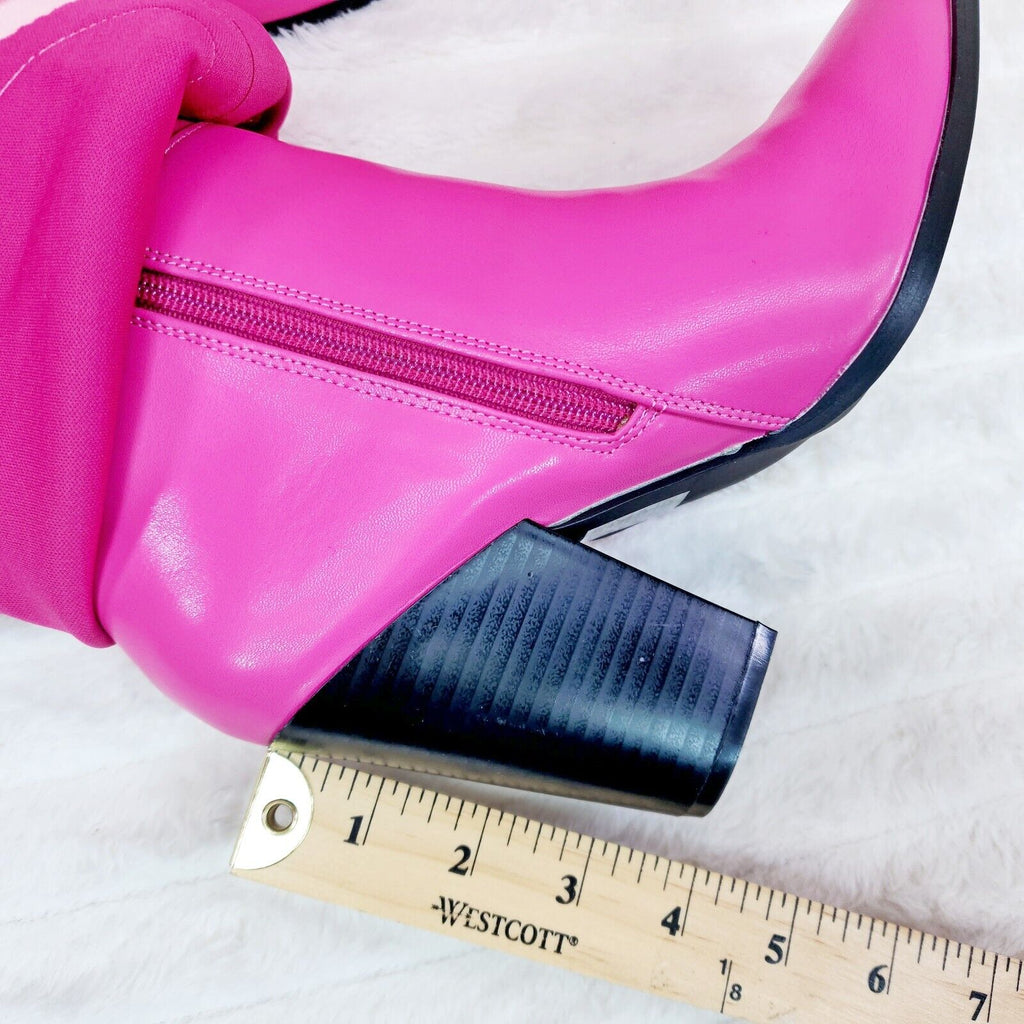 Branded Fuchsia Pink Skirted Fold Over Western Knee High Cowgirl Boots - Totally Wicked Footwear