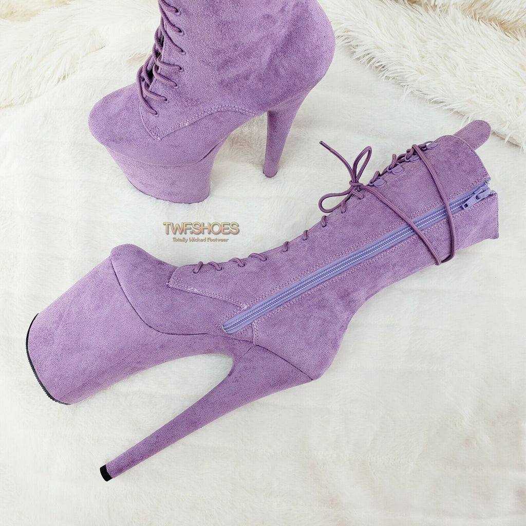 Flamingo 1050FS Lilac Purple V-Suede 8" Heel Platform Mid Calf Boots US 6-12 NY - Totally Wicked Footwear