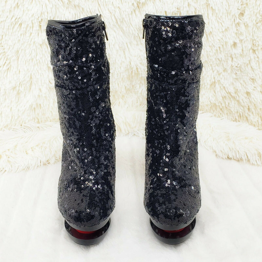 Blondie 1009 Black Sequin  Red High Heel Platform Slouch Ankle Boots NY - Totally Wicked Footwear