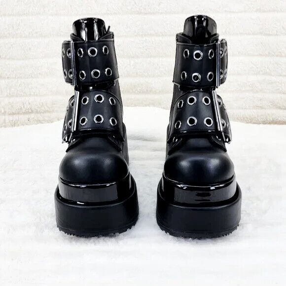 Bear 104 Black Matte 4.5" Goth Punk Rock Platform Ankle Boots Restocked NY - Totally Wicked Footwear