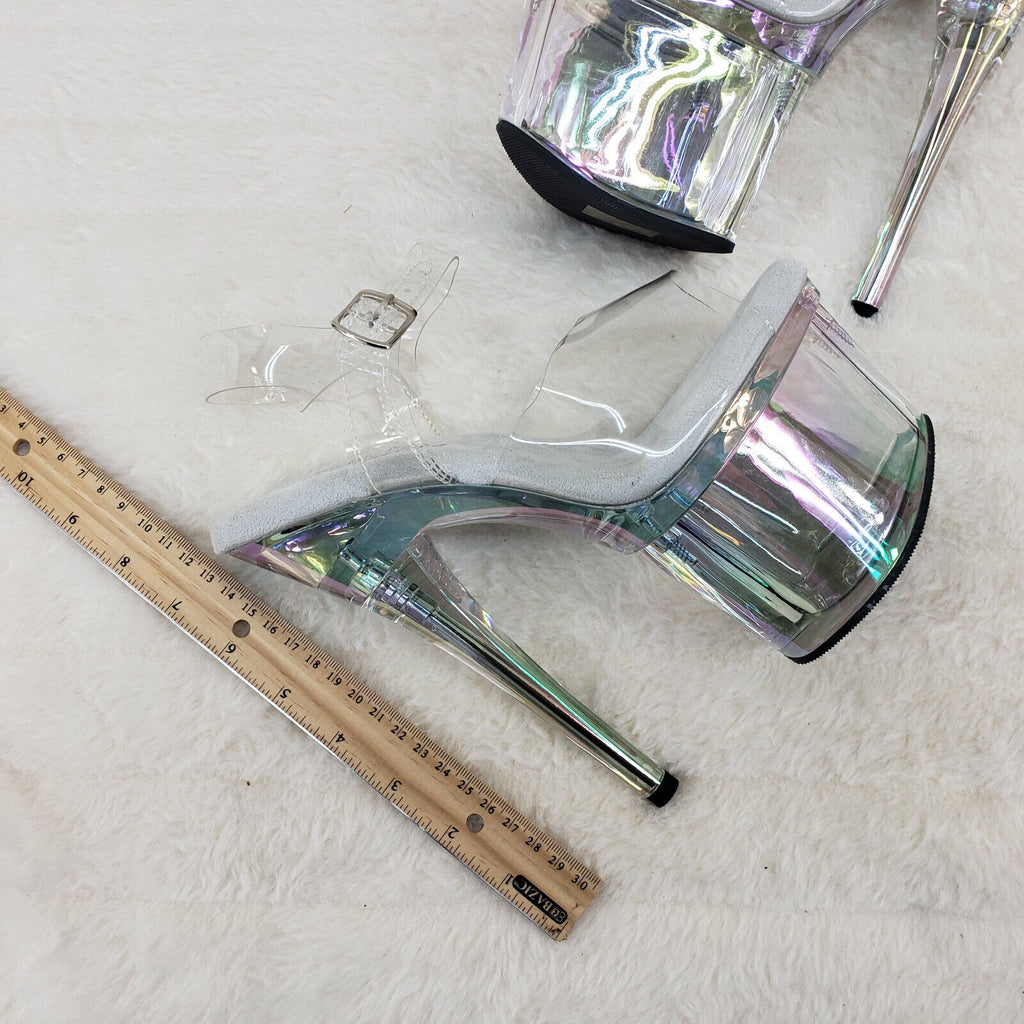 Esteem 708RBG Clear Hologram Platform Shoes Sandals 7" High Heel Shoes NY - Totally Wicked Footwear