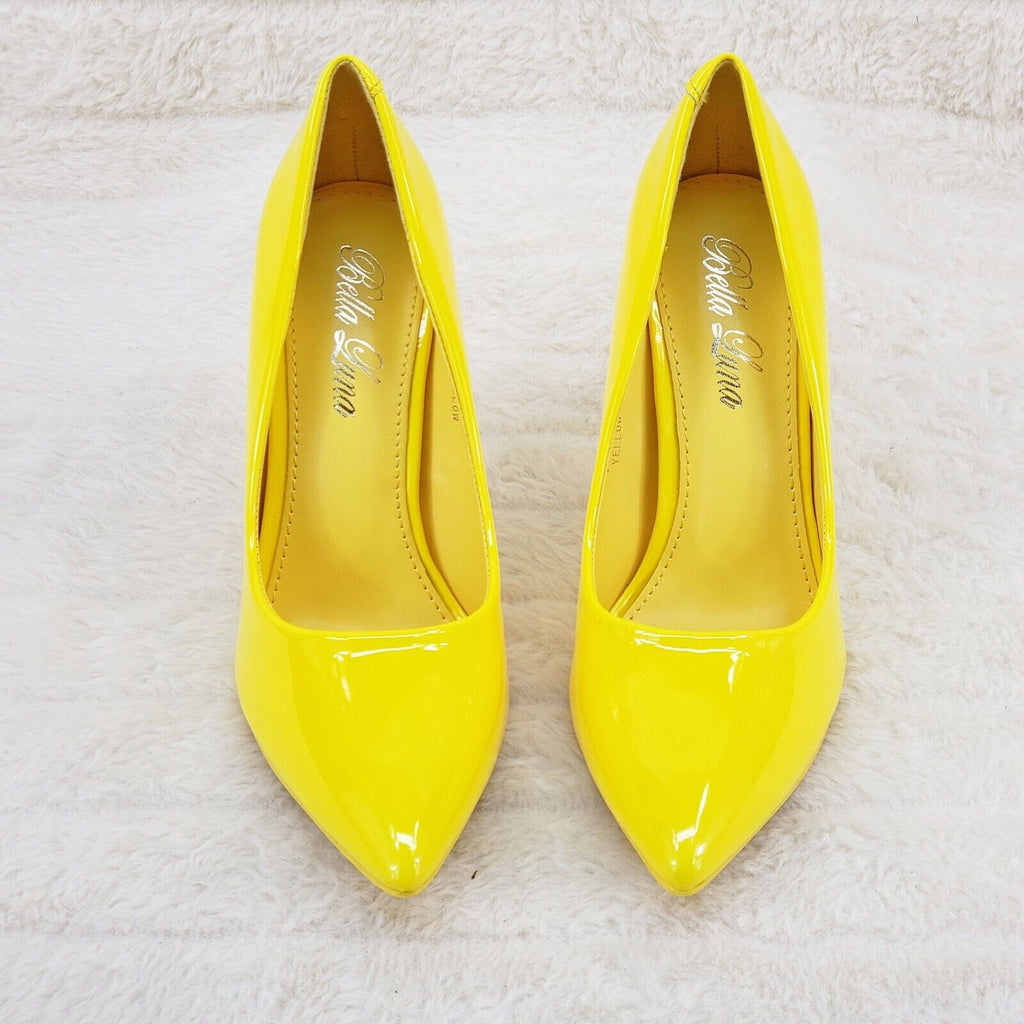 Fabio Yellow Patent High Heel Shoes Pointy Toe Pump 7-11 - Totally Wicked Footwear