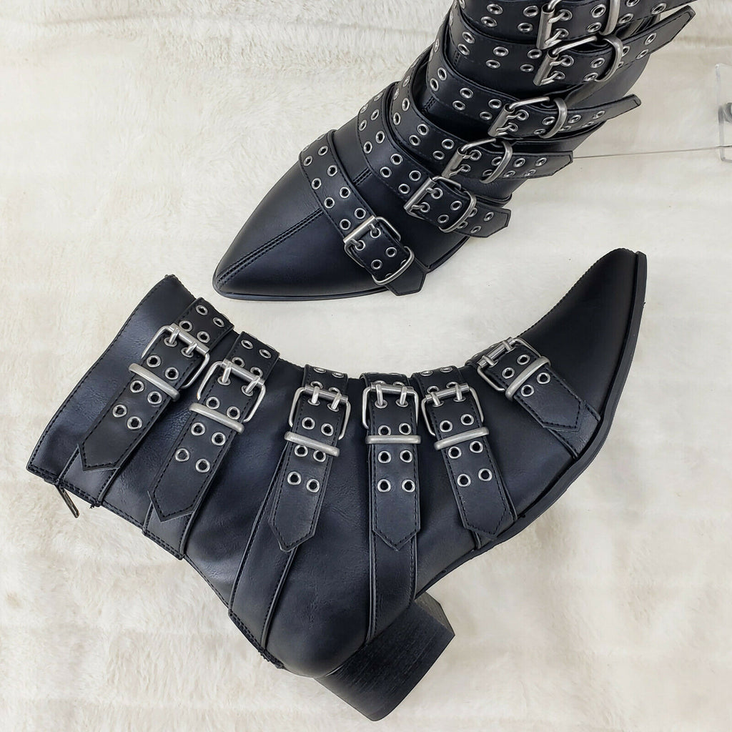 Wicked Warlock 70 Multi Strap Winklepicker Ankle Boots Mens Matte NY IN HOUSE - Totally Wicked Footwear