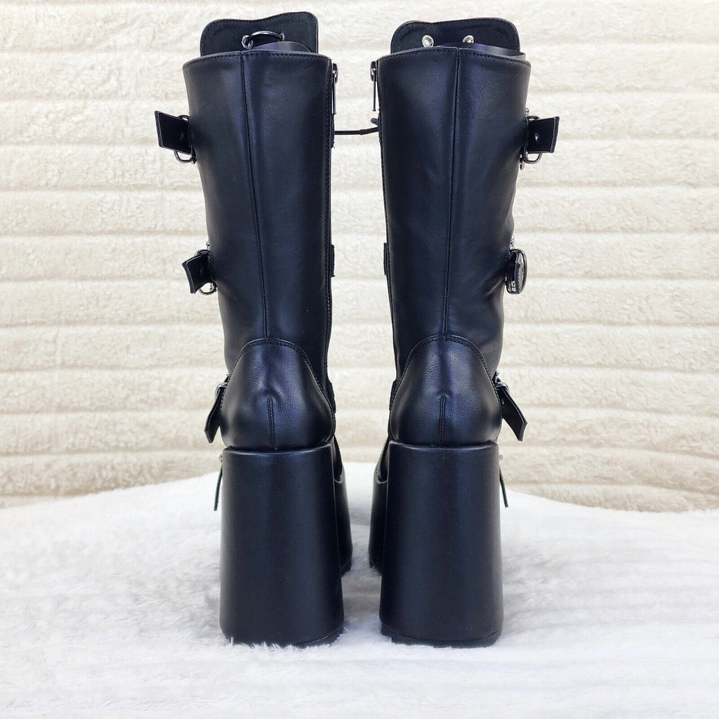 Demonia Camel 115 Stacked Black Matte Platform Goth Punk Calf Boot IN STOCK NY - Totally Wicked Footwear