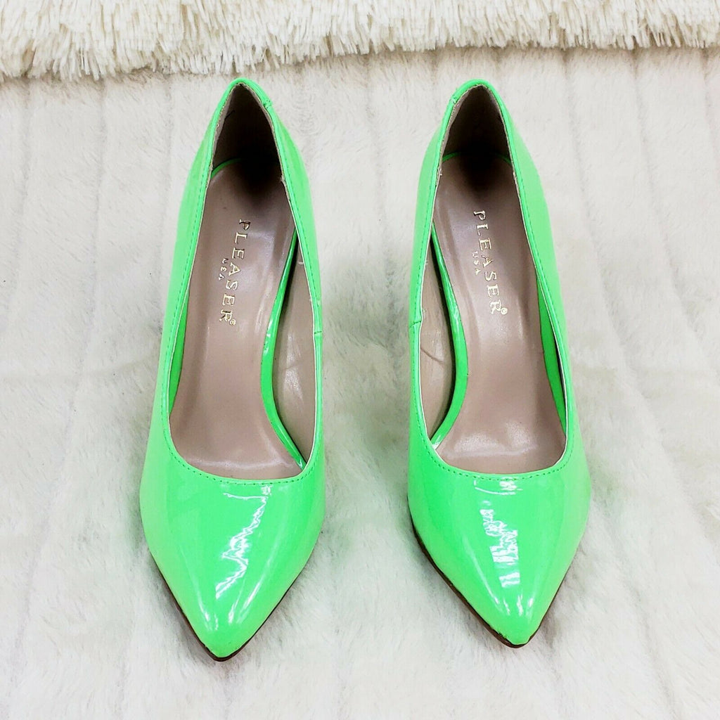 Amuse 20 Neon Green Patent 5" High Heel Shoes Pumps NY - Totally Wicked Footwear