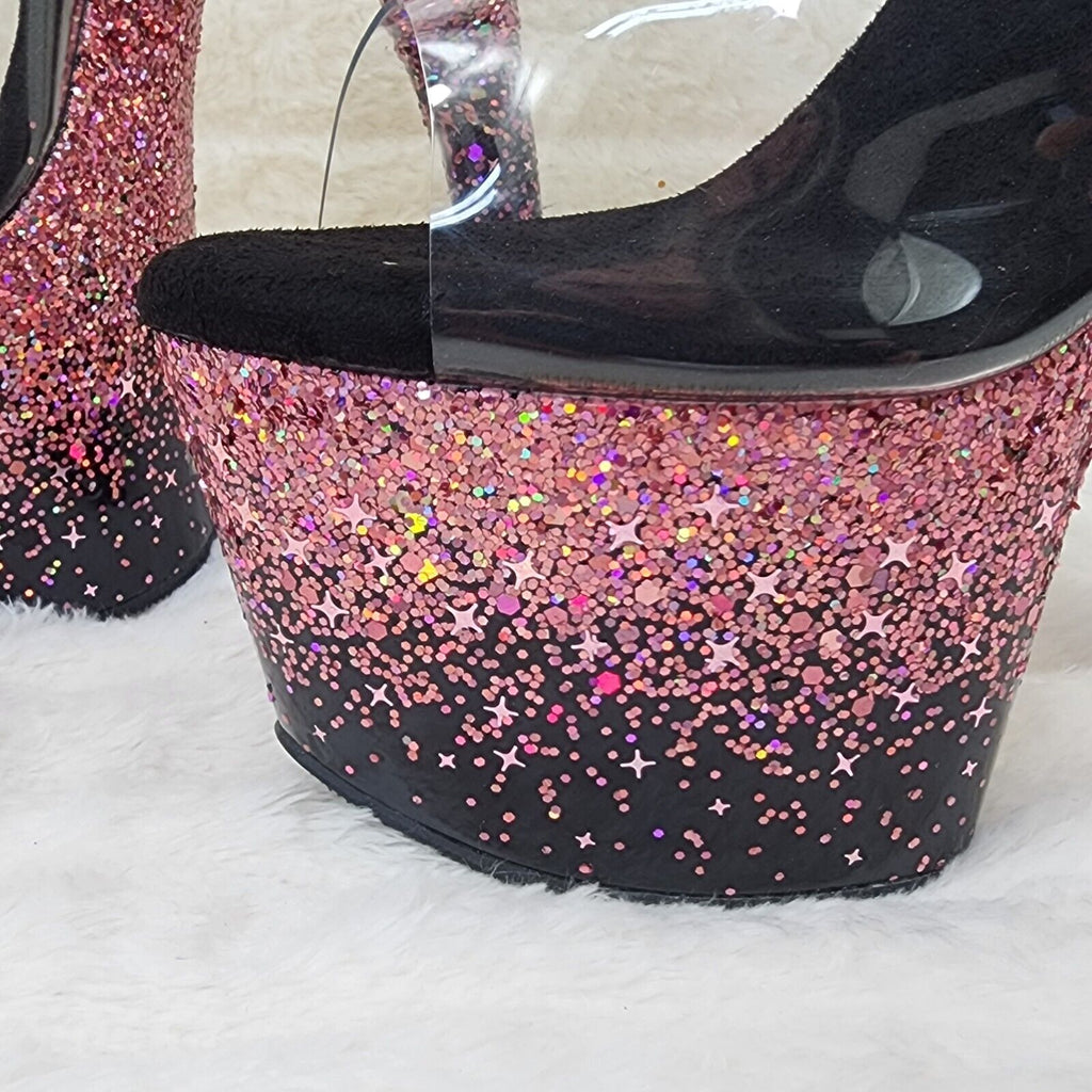 Adore 708SS Pink Hologram Ombre Platform Shoes Sandals 7" High Heel Shoes NY - Totally Wicked Footwear