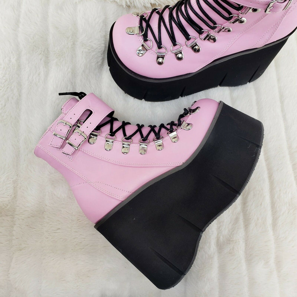 Kera 21 Pink Ankle Boot 4.5" Platform Cuff Straps Goth Punk Rock 6-11 NY - Totally Wicked Footwear