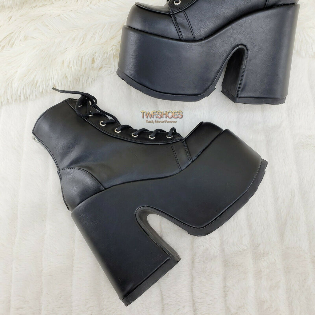 Demonia 203 Camel Stacked Matte Platform Goth Punk Ankle Boots RESTOCKED NY - Totally Wicked Footwear