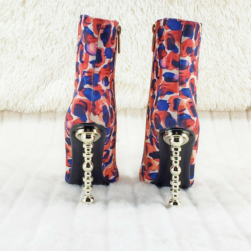 5" Geo Deco High Heel Multi Color Print Pointy Toe Ankle Boots Shawna - Totally Wicked Footwear