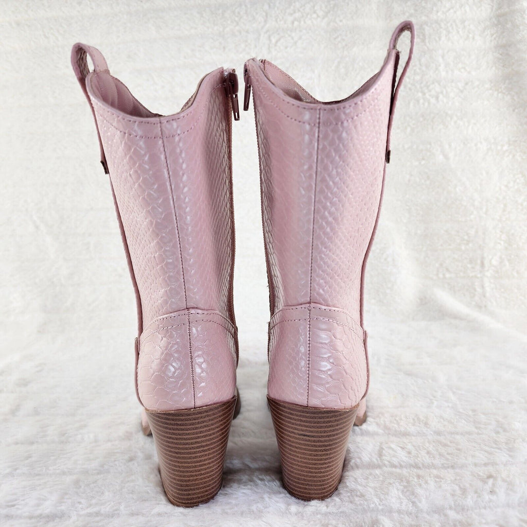Slayer Pink Snake Cowgirl Cowboy Ankle Boots Western Block Heels US Sizes 7-11 - Totally Wicked Footwear