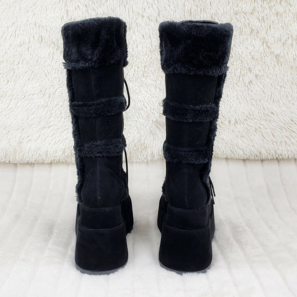 Bear 202 Black Faux Fur / Suede Platform Goth Punk Calf Boots NY Restock Stomper - Totally Wicked Footwear