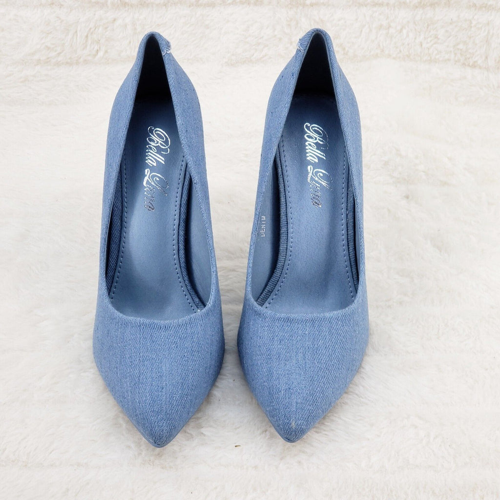 Fabio Medium Denim High Heel Shoes Pointy Toe Pump 7-11 - Totally Wicked Footwear
