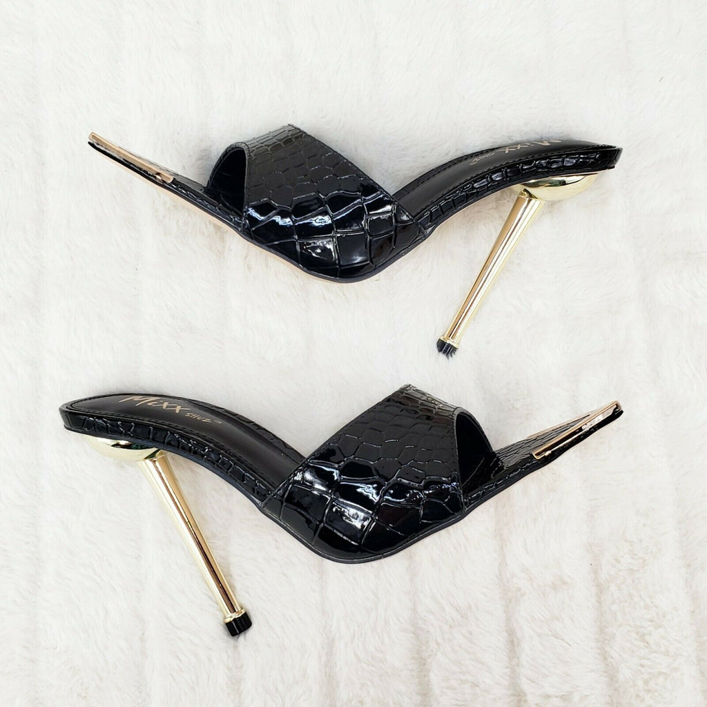 Venus Black Slim High Heel Pointy Toe Slip On Sandals Slides Clogs - Totally Wicked Footwear