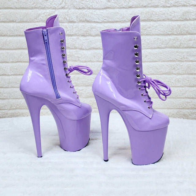 Flamingo 1020 Lilac Purple Patent 8" Heel Platform Ankle Boots US 6-12 NY - Totally Wicked Footwear