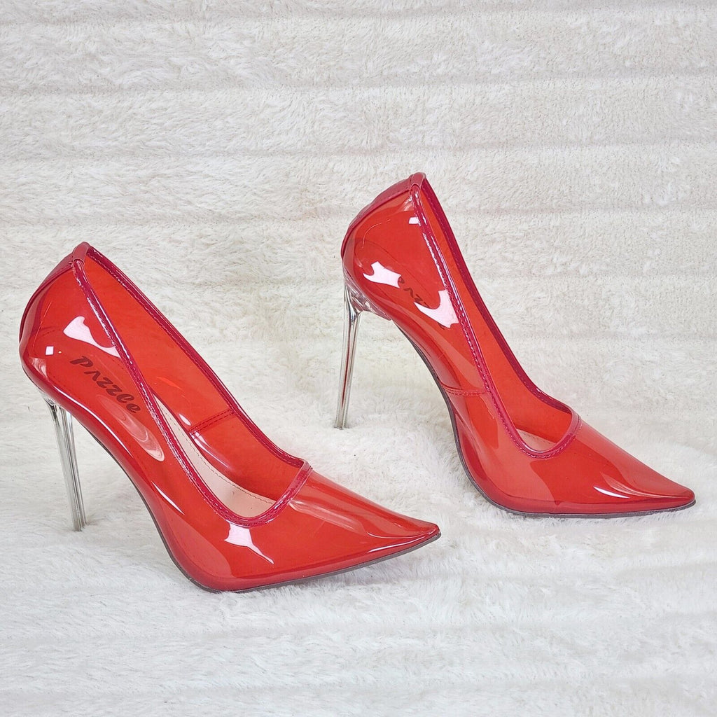 PVC Jelly Translucent High Heel Pointy Toe Stiletto Pumps Shoes Red Baker - Totally Wicked Footwear