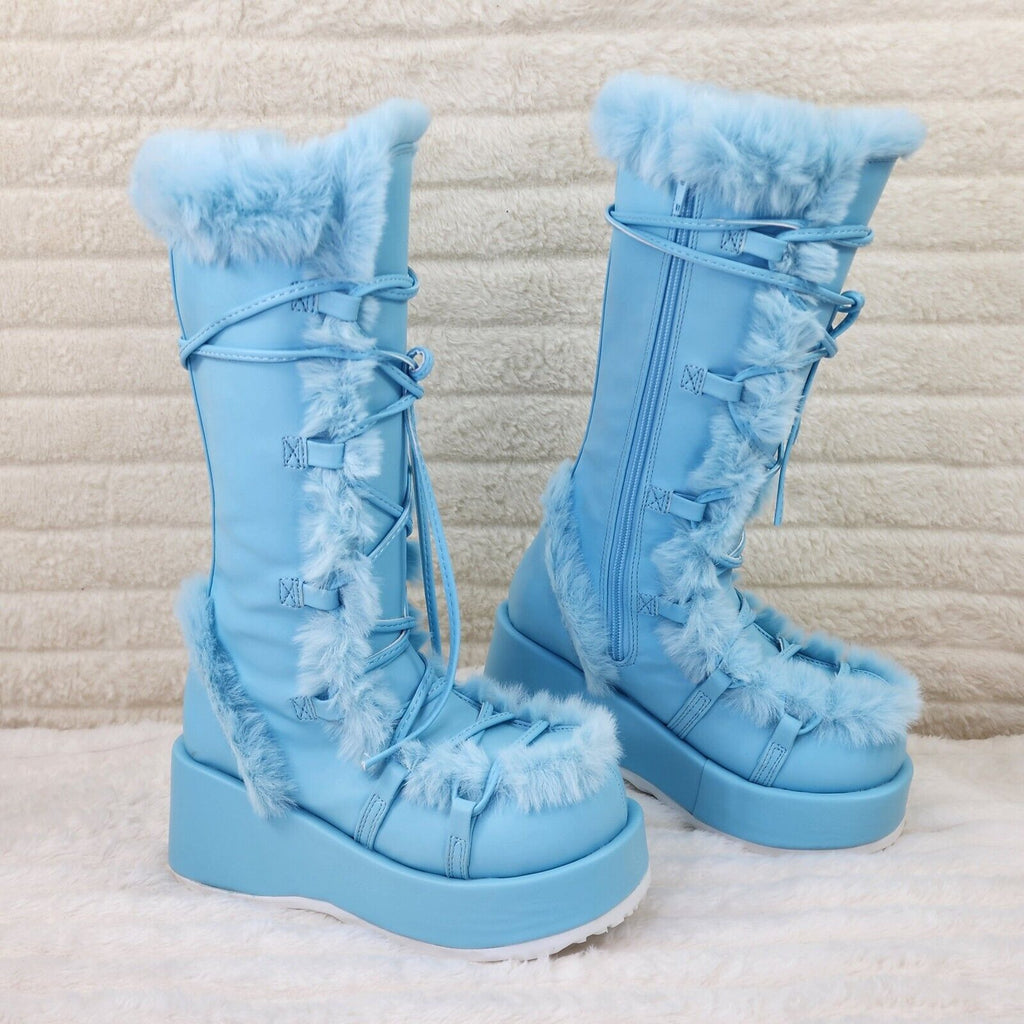 311 Cub Stomper Baby Blue Mammoth Platform Goth Punk Knee Boots NY Restock - Totally Wicked Footwear