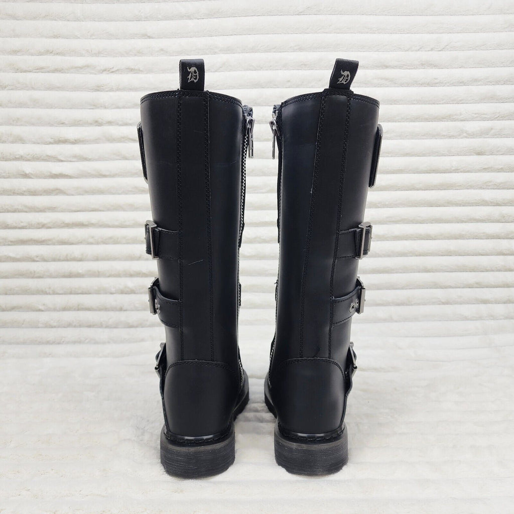Bolt 405 Goth Combat Biker Knee Boots Black Matte Men Sizes IN HOUSE NY DEMONIA - Totally Wicked Footwear