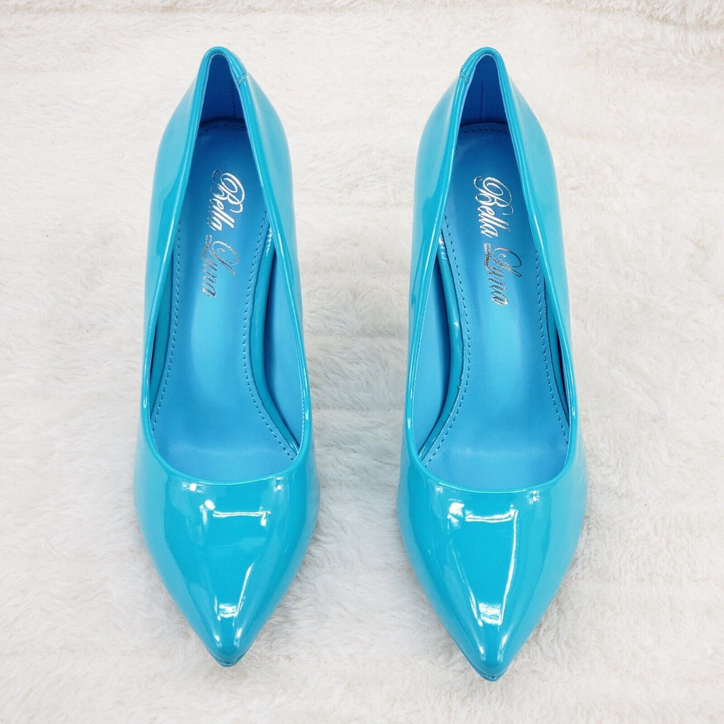 Fabio Turquoise Blue Patent High Heel Shoes Pointy Toe Pump 7-11 - Totally Wicked Footwear