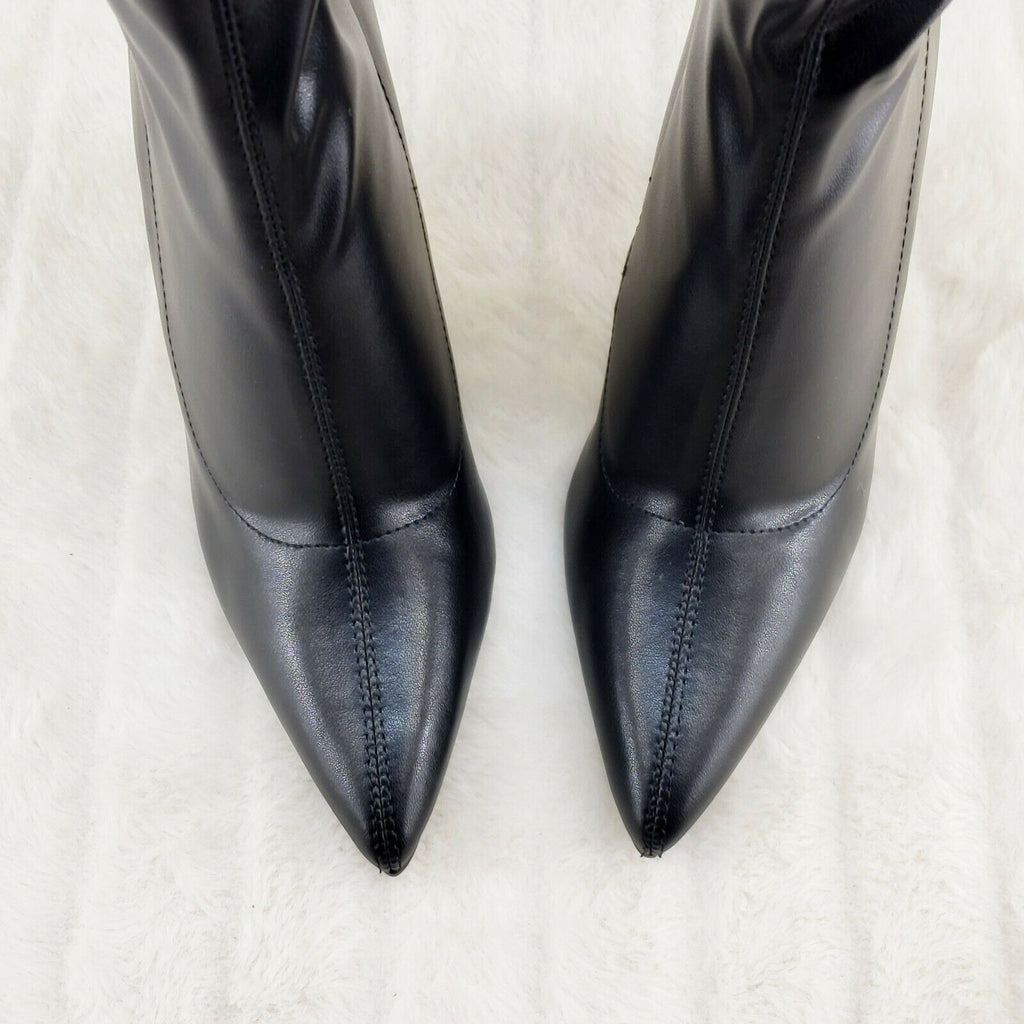 5" Geo Deco High Heel Black Stretchy Pointy Toe Ankle Boots My Vice - Totally Wicked Footwear