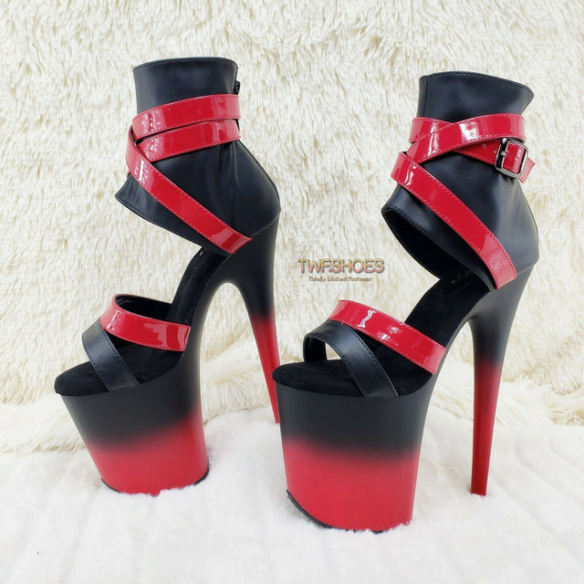 Flamingo 80015 Two Tone Red Black 8" High Heel Shoe Size 7-12 NY - Totally Wicked Footwear