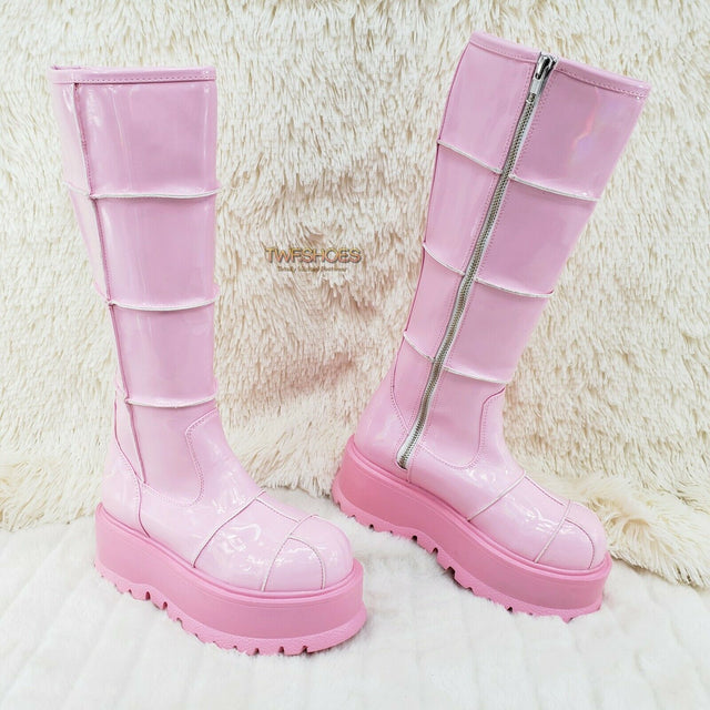 Slacker 230 Pink Patent Knee High Boots US Sizes Goth Punk NY IN STOCK - Totally Wicked Footwear