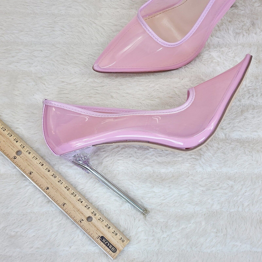 PVC Jelly Translucent High Heel Pointy Toe Stiletto Pumps Shoes Pink Baker - Totally Wicked Footwear