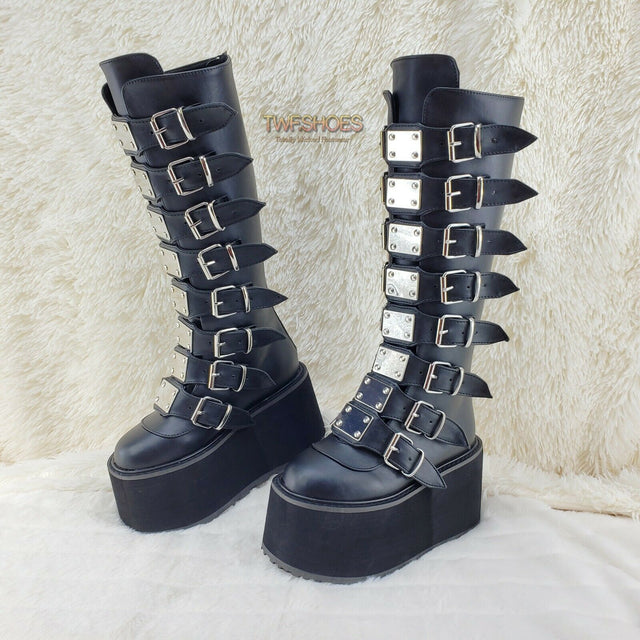 Damned 318 Multi Strap Goth Punk Rock Platform Boots Black Matte Restocked NY - Totally Wicked Footwear