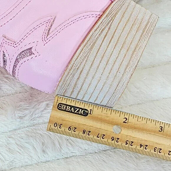 Dazzle Darlings Baby Pink Glitter Inset Cowboy Cowgirl Pull On Mid Calf Boots - Totally Wicked Footwear