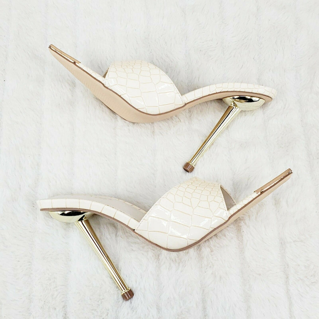Venus Nude Slim High Heel Pointy Toe Slip On Sandals Slides Clogs - Totally Wicked Footwear