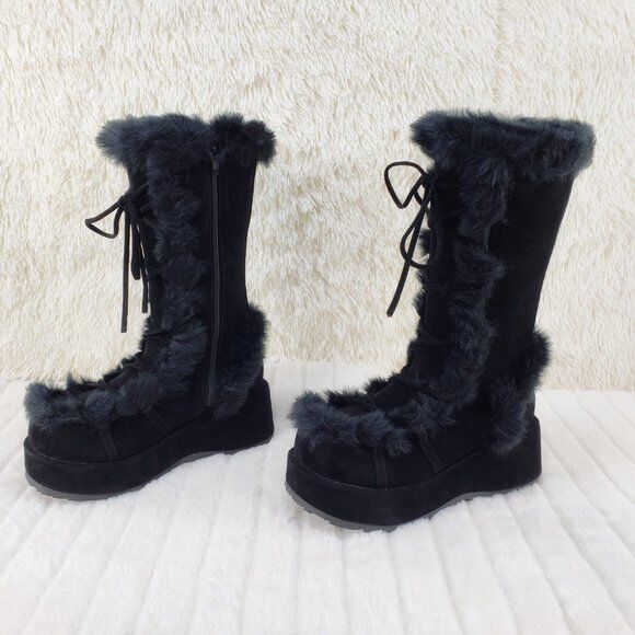 Club Stomper Black Mammoth Platform Goth Punk Knee Boots NY Restock - Totally Wicked Footwear