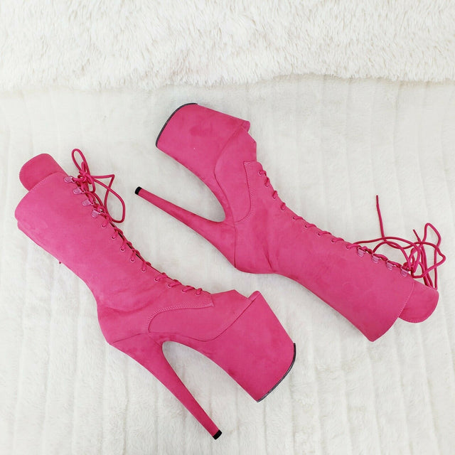 Flamingo 1051FS Hot Pink V Suede 8" Heel Platform Mid Calf Boots US Sizes NY - Totally Wicked Footwear