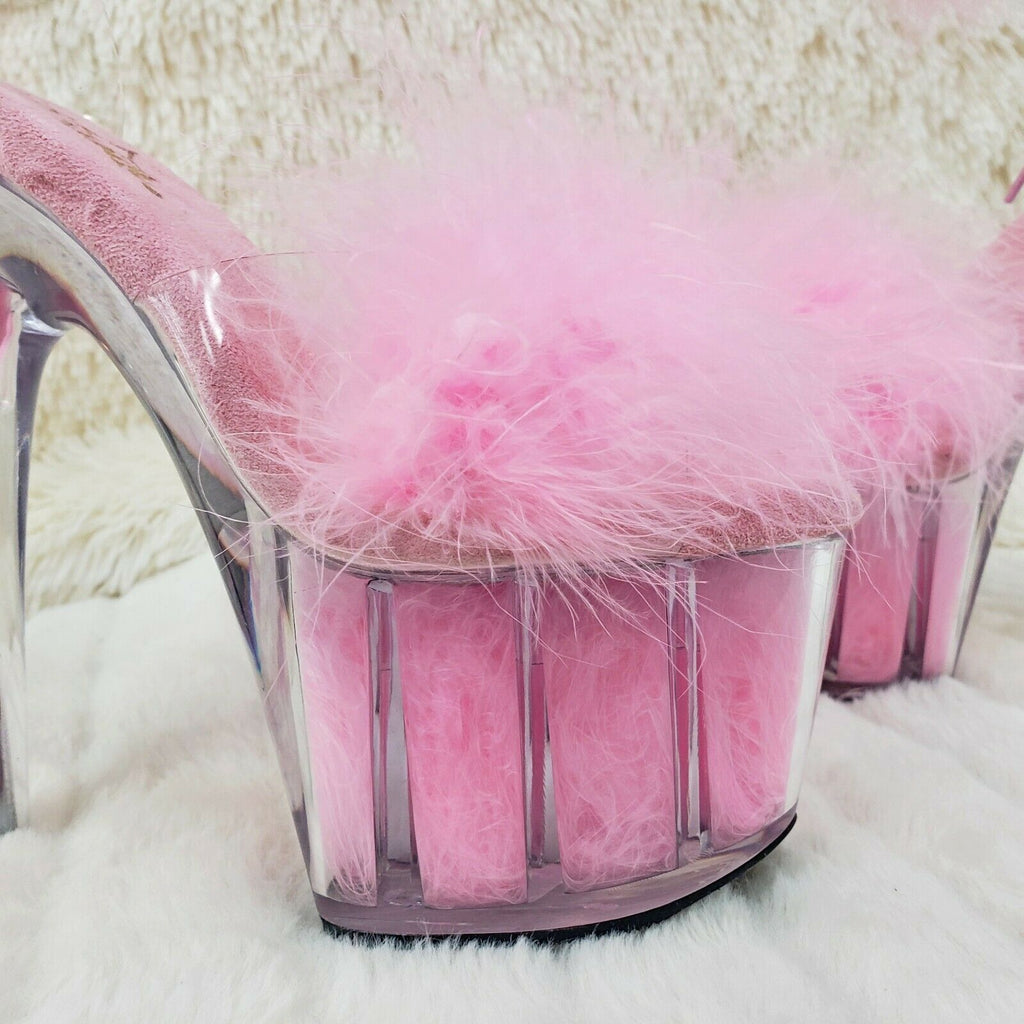 Adore 724 BabyPink Marabou Platform Shoes Sandals 7" High Heel Shoes NY - Totally Wicked Footwear