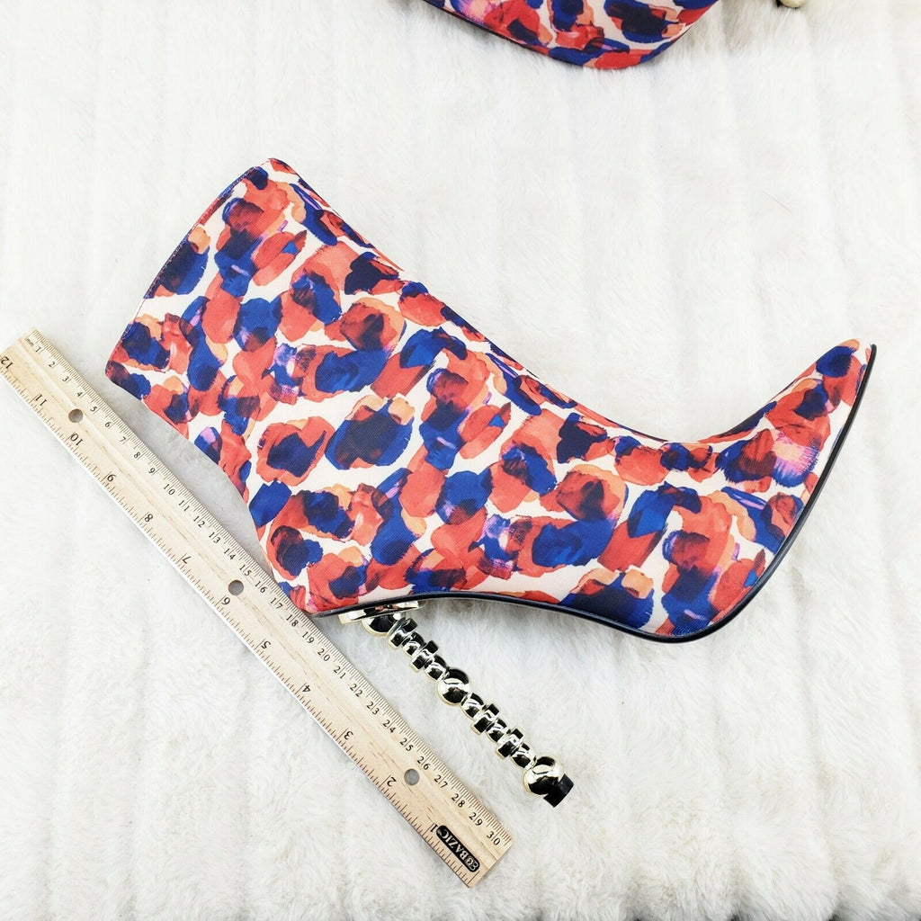 5" Geo Deco High Heel Multi Color Print Pointy Toe Ankle Boots Shawna - Totally Wicked Footwear