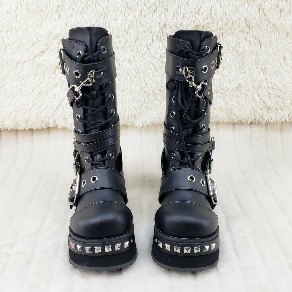 Trashville 250 Multi Strap Goth Punk Rock 3.25" Platform Boot Black Restocked NY - Totally Wicked Footwear