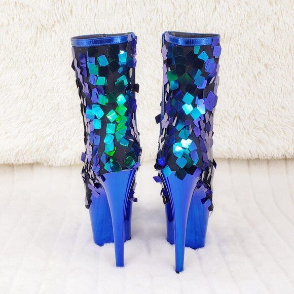 Delight 1031SQ Green Mermaid Sequin Ankle Boot 7" High Heel Shoe Sizes 11 NY - Totally Wicked Footwear