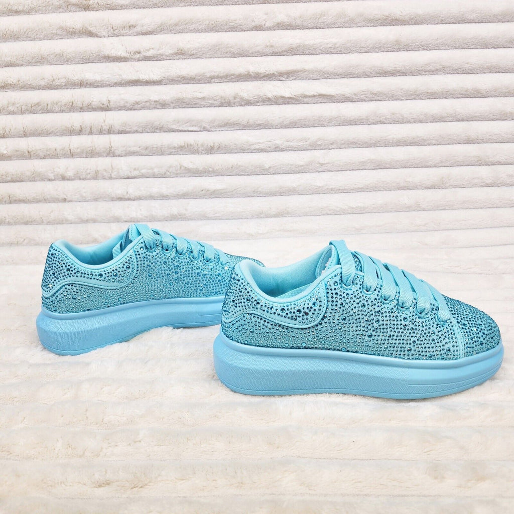 Cush Baby Blue Rhinestone Sneakers Tennis Shoes - Totally Wicked Footwear