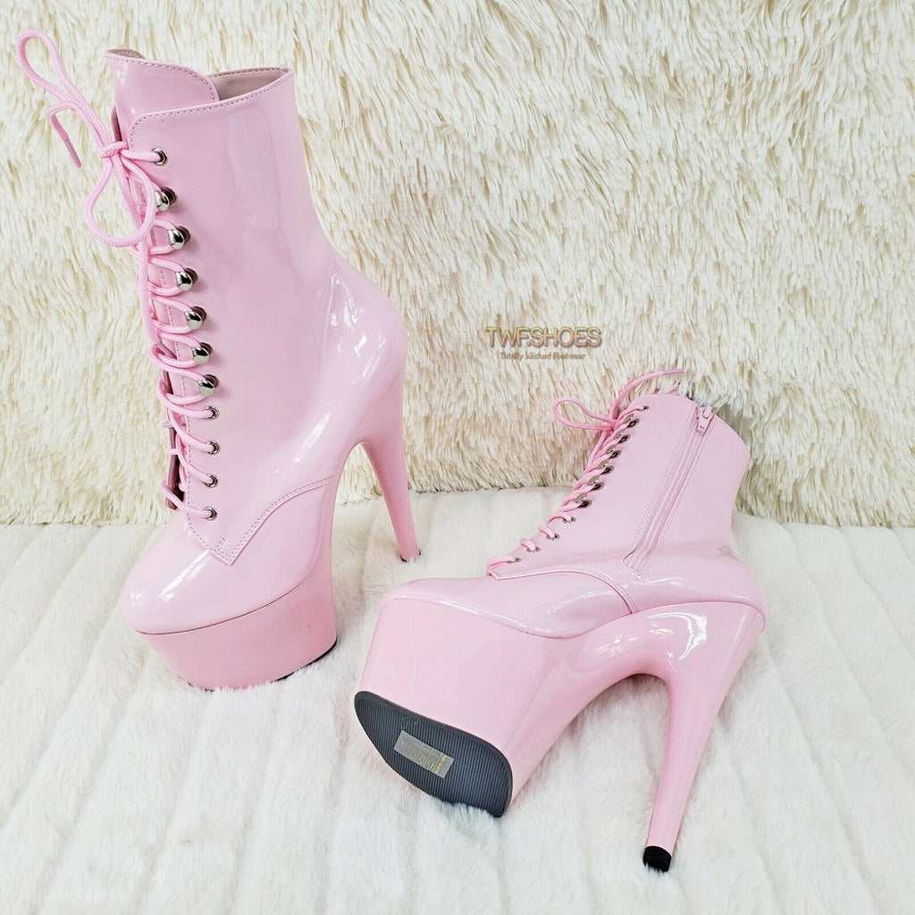 Baby Pink 1020 Adore 7" Heel Platform Ankle Boots NY - Totally Wicked Footwear