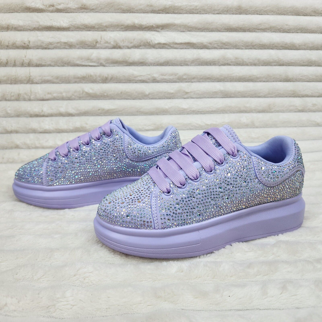 Cush Baby Lilac Purple Rhinestone Sneakers Tennis Shoes - Totally Wicked Footwear