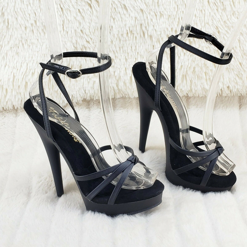 Sultry 638 Black Matte 6" High Heels Strappy Platform Sandal Shoes NY - Totally Wicked Footwear
