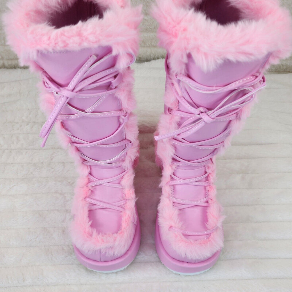 311 Cub Stomper Baby Pink Mammoth Platform Goth Punk Knee Boots NY Restock - Totally Wicked Footwear