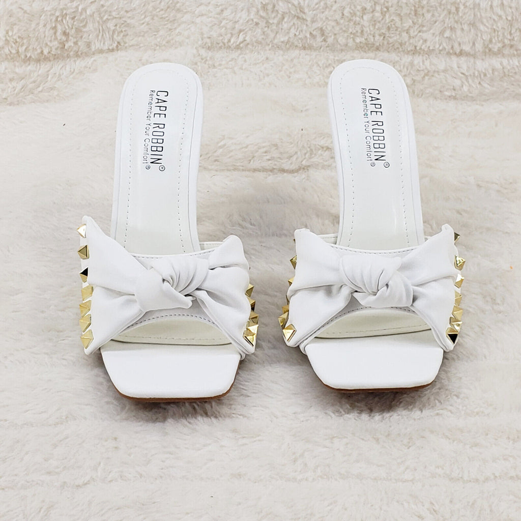 Darian Slip On White Open Toe High Heel Clogs Mules Slides - Totally Wicked Footwear