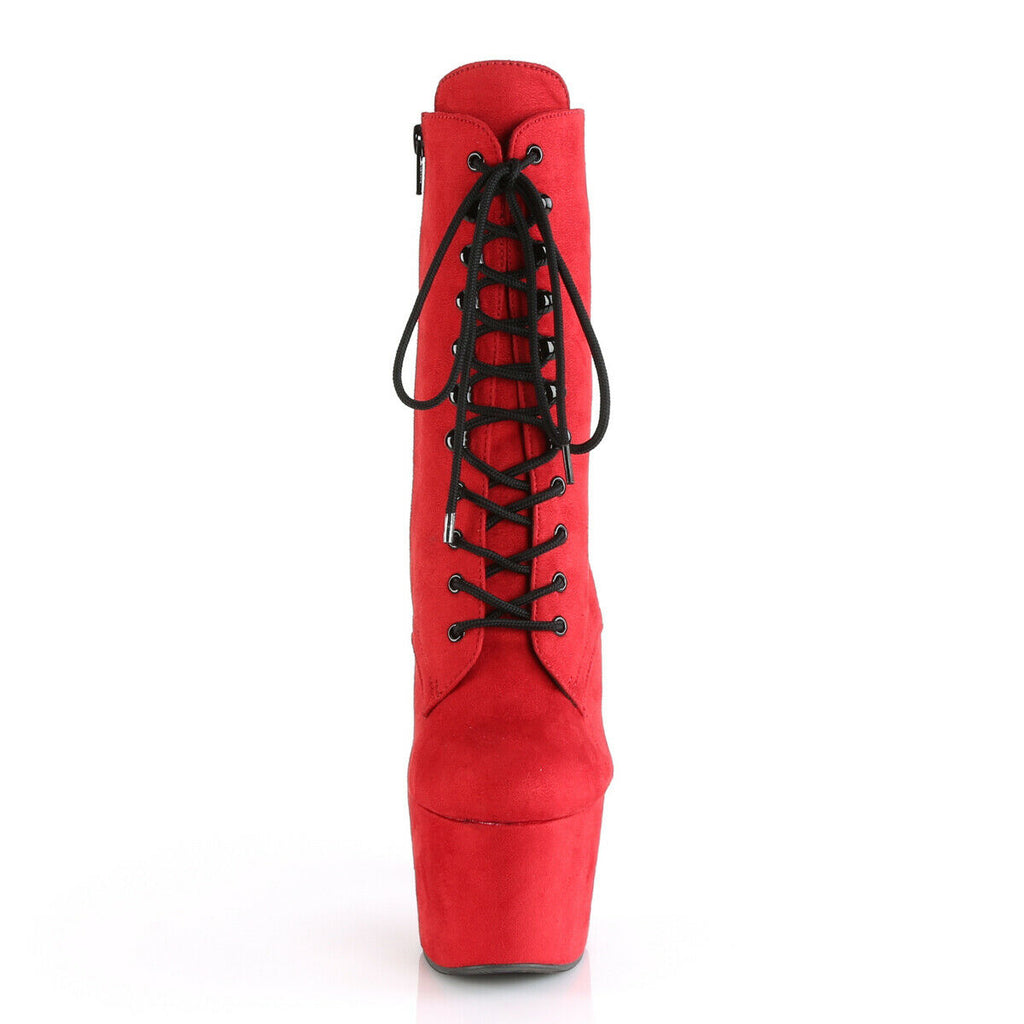Adore 1020FS Red V-Suede Platform 7" Heel Ankle Boots NY Size 14 - Totally Wicked Footwear