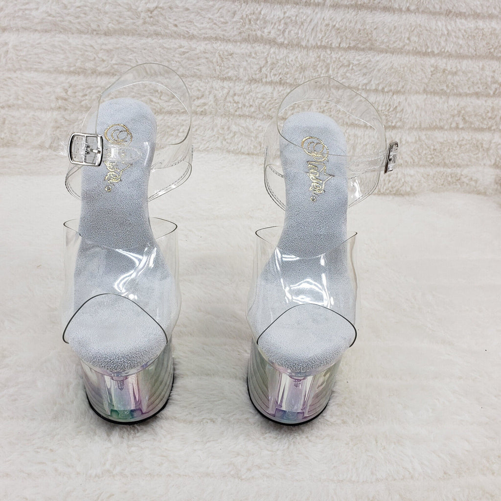 Esteem 708RBG Clear Hologram Platform Shoes Sandals 7" High Heel Shoes NY - Totally Wicked Footwear