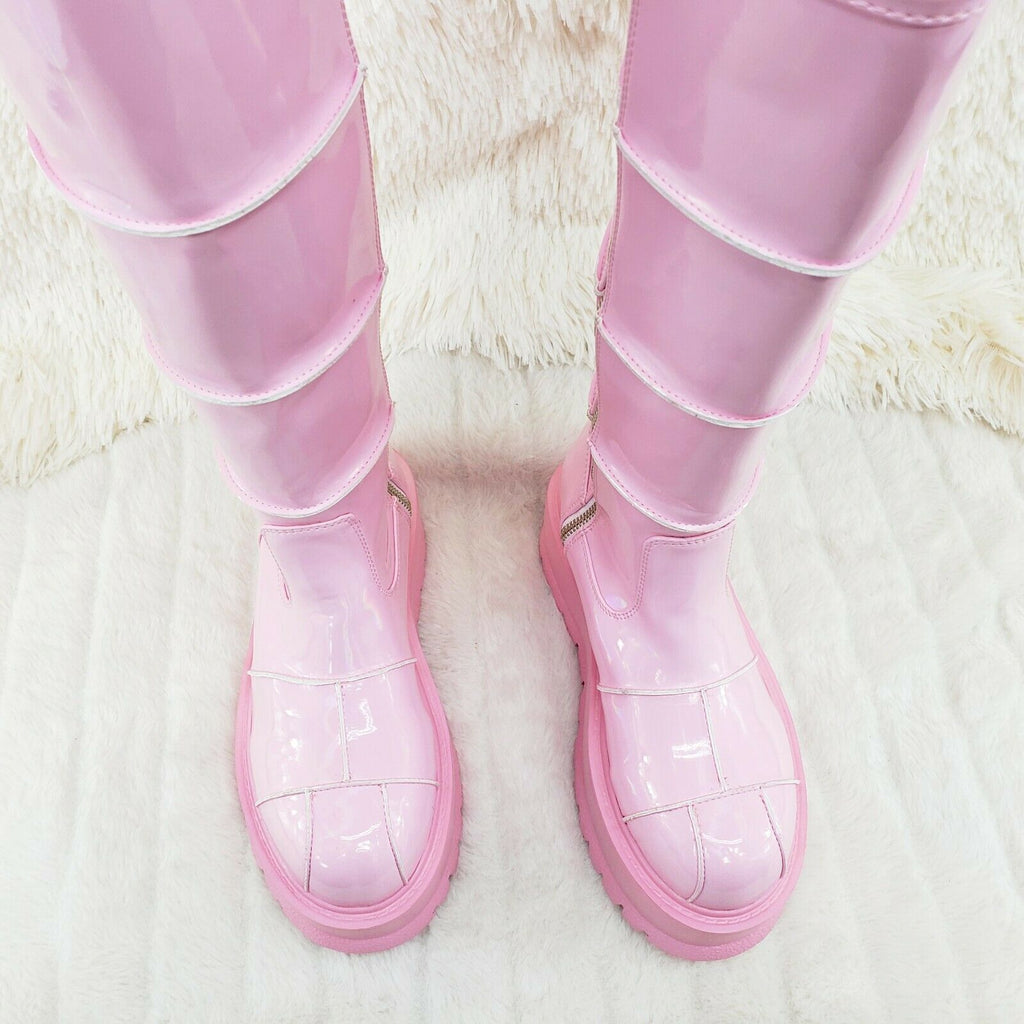 Slacker 230 Pink Patent Knee High Boots US Sizes Goth Punk NY IN STOCK - Totally Wicked Footwear